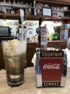 Root beer float at Docs soda fountain