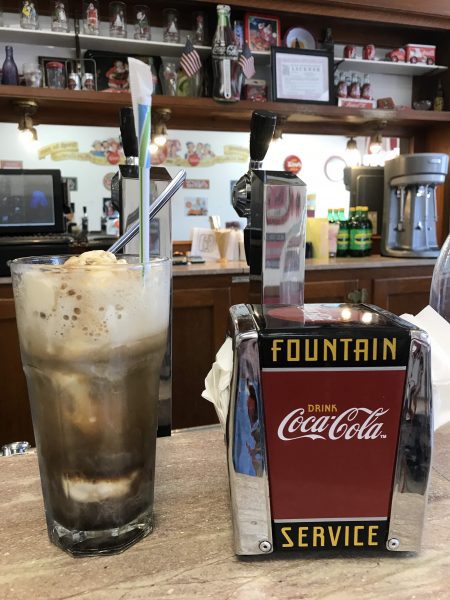 Root beer float at Docs soda fountain